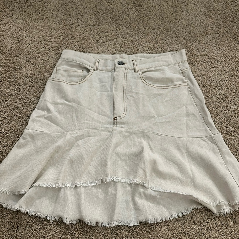 White washed high low mini skirt